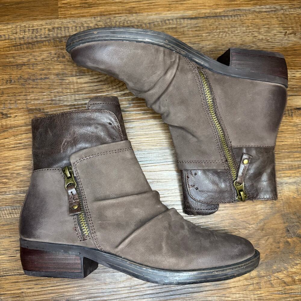 otBt Yokel size 6.5 brown ankle boots side zip booties biker casual boho